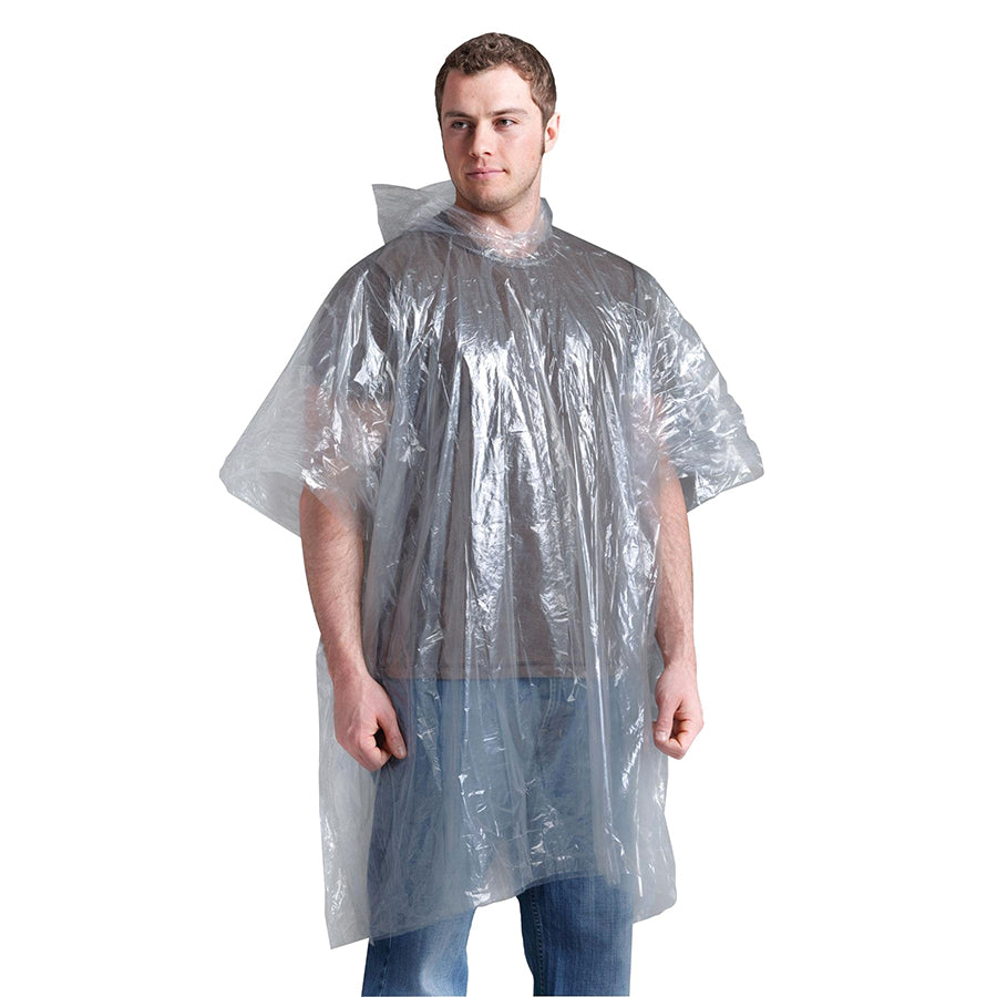 lightweight plastic poncho clear on model